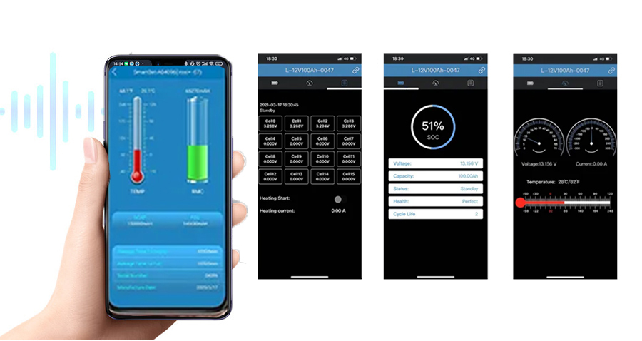 smart app controls and monitoring system 12V 24V lifepo4 5