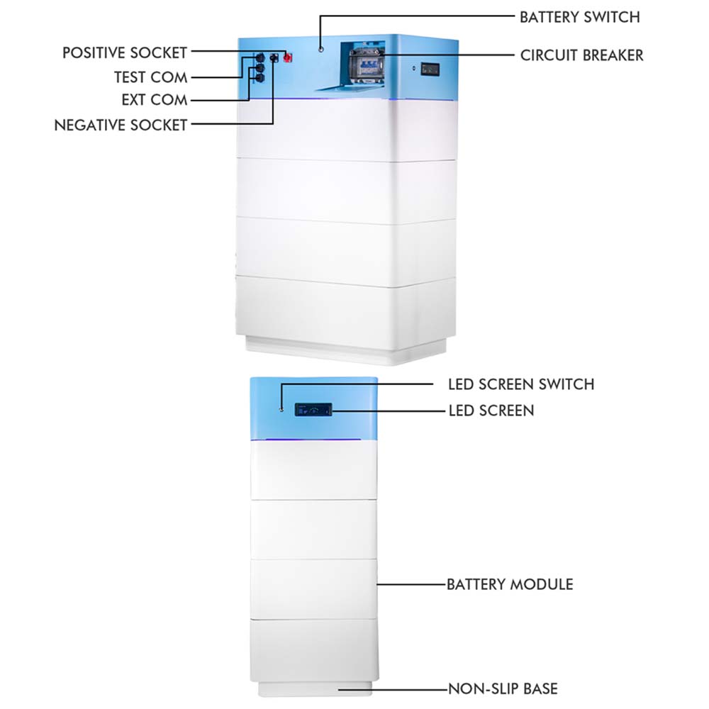 parts of a front angled view of a Stackable Design High Voltage ESS 384V 100ah lifepo4 battery pack 01