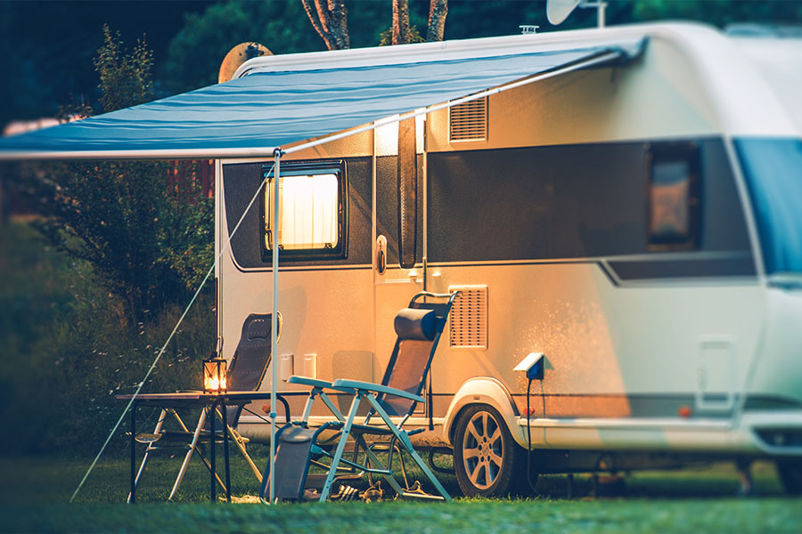 lithium batteries powering an RV's lighting