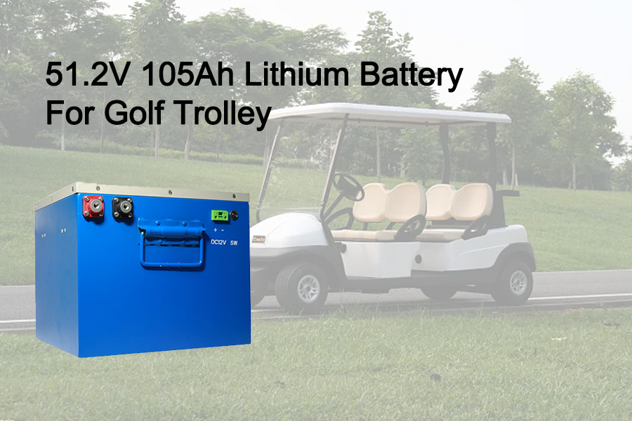 advertisement for blueleph 51.2v 105 lithium battery for golf carts